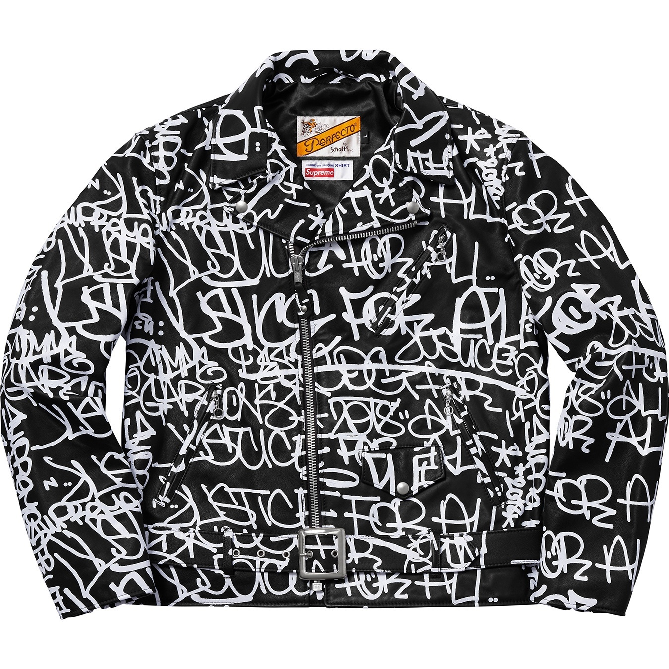 Supreme®/Comme des Garçons SHIRT® Schott® Painted Perfecto Leather Jacket view 2